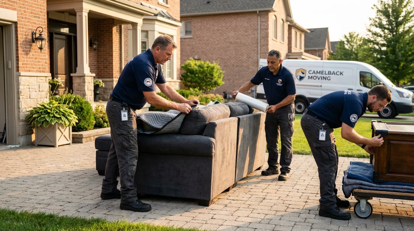 Large estate moving crew wrapping furniture in Anderson, TX